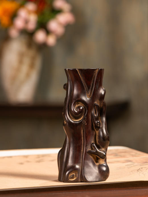 清	紫檀木雕树形花插 商品图1