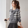 学院风圆领披肩条纹毛衣，宽松百搭针织衫上衣打底套头HR-XFY-3269 商品缩略图0