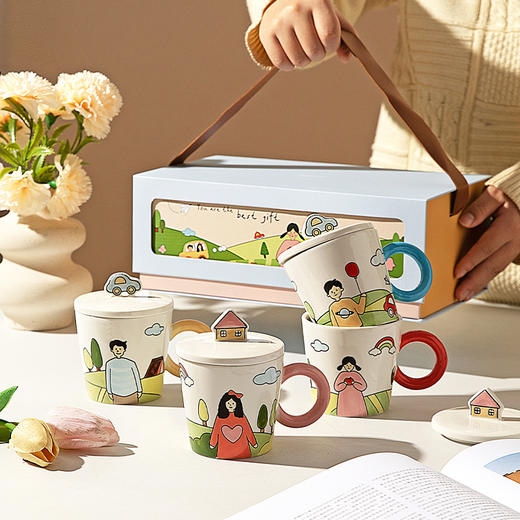 摩登主妇陶瓷马克杯乔迁新居礼物送闺蜜结婚一对情侣水杯带盖杯子 商品图0