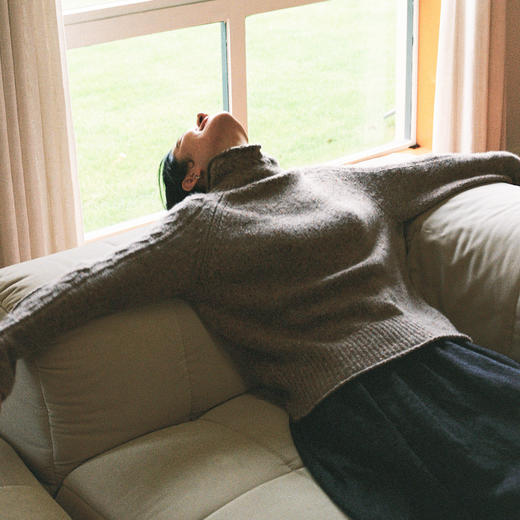 绽放814朵/花絮毛衣·纯羊绒花纱彩点绞花半高领套头毛针织羊绒衫 商品图1