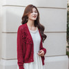【林栖设计小店】【手工钩花】（预12.7）红色毛织外套镂空肌理2025秋冬新款开衫上衣女G1954271 商品缩略图0
