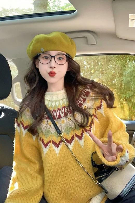 LNNNS 费尔岛提花潮流圆领针织毛衣 21801 商品图3