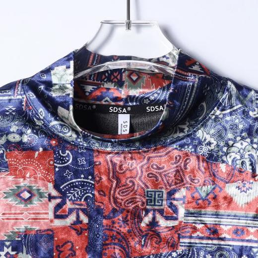 T5032SDSA男士秋冬新款痞帅男装撞色设计半高领长袖T恤百搭时尚上衣 商品图2