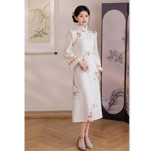 简约时尚改良新中式A版长袖旗袍 2025冬季新款年轻旗袍282261 商品图0