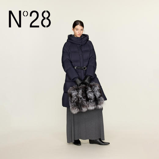 N°28 连帽白鹅绒服女秋冬厚款宽松廓形显瘦休闲过膝长款羽绒外套 8855A1Y256  商品图2