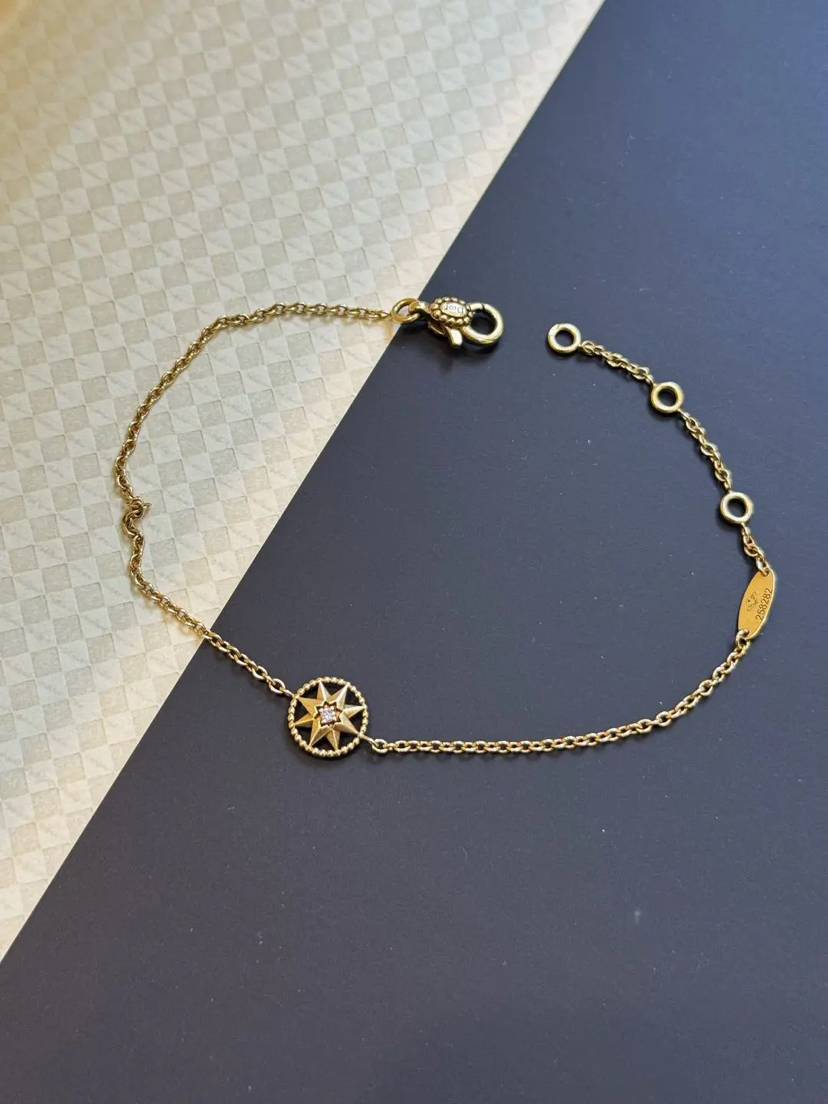 dior  18K金 八芒星 罗盘 镶钻 手链