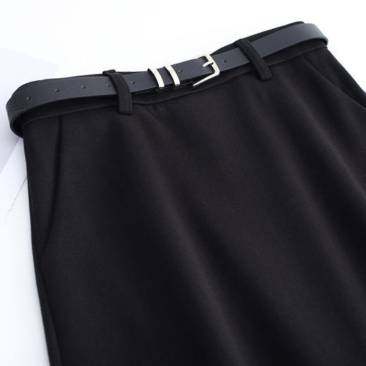 厚款毛呢裙长款开衩半身裙MYX6890 商品图3