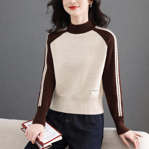 短款洋气大码女装毛衣，高级感拼色打底衫CC-MY-1300 商品图2