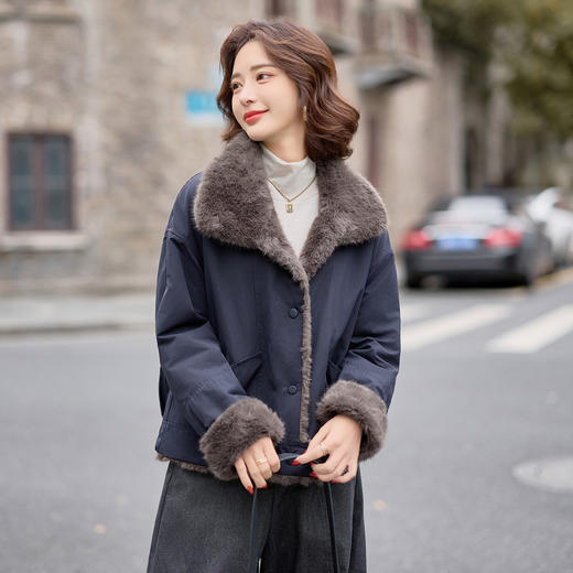 两面穿加绒派克棉服，显瘦时尚洋气百搭短款厚外套HR-YYG83018 商品图0