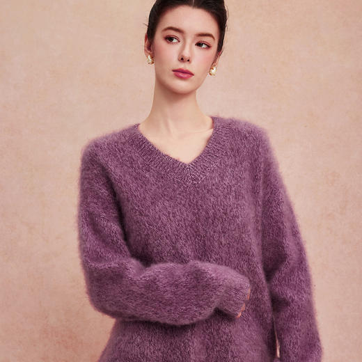QH607斯尔丽25新款加厚软糯保暖颜色复古饱和慵懒松弛显瘦毛衫 商品图4