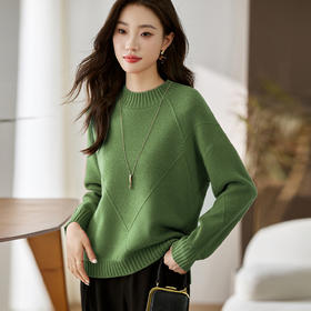 韩版宽松毛衣半高领，简约大气厚款保暖针织衫女上衣CC-LL-1660