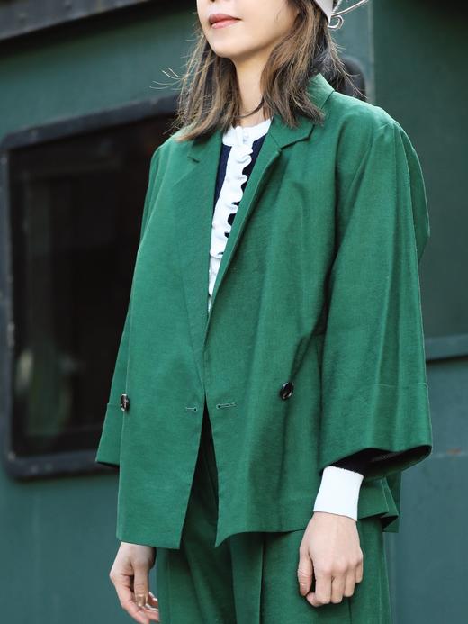 TYNVIE 纯亚麻茧夹克（配有花纹丝巾） - 森林绿 商品图6