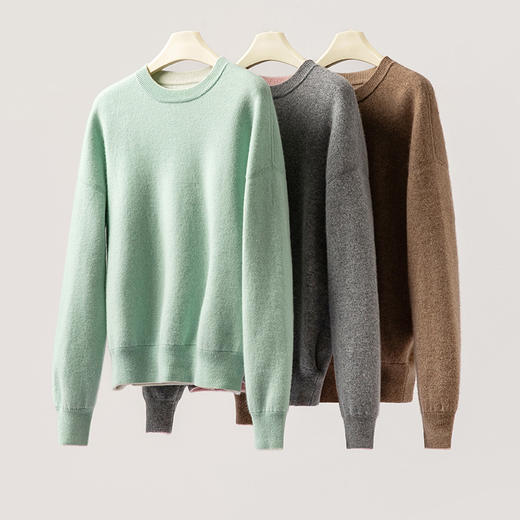 双面可穿！圆领baby小山羊绒衫女100纯羊绒长袖百搭打底衫 BABY240287 商品图2