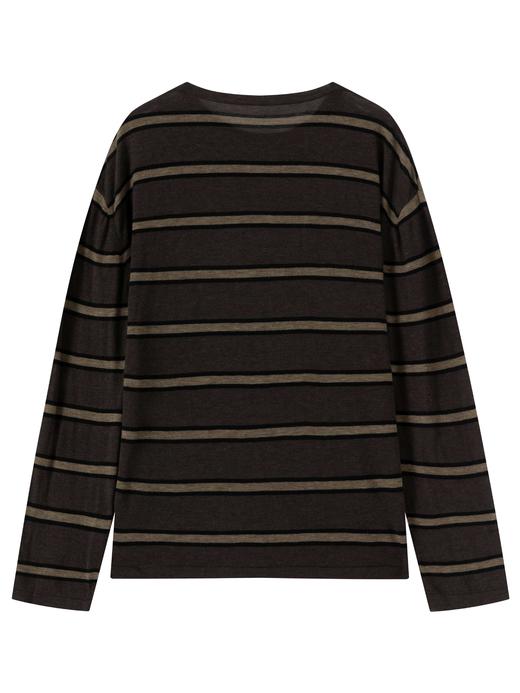 2025秋冬新款复古条纹长袖羊毛衫女宽松休闲通勤风显瘦韩版上衣895382M104 商品图1