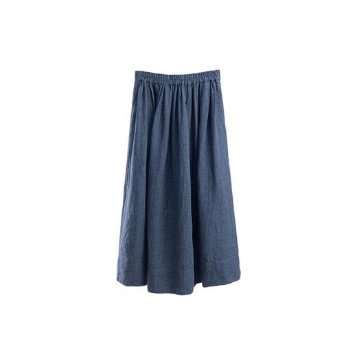 绽放791朵/超适配长半裙·色织亚麻碎褶半身长裙女文艺百搭半身裙 商品图4
