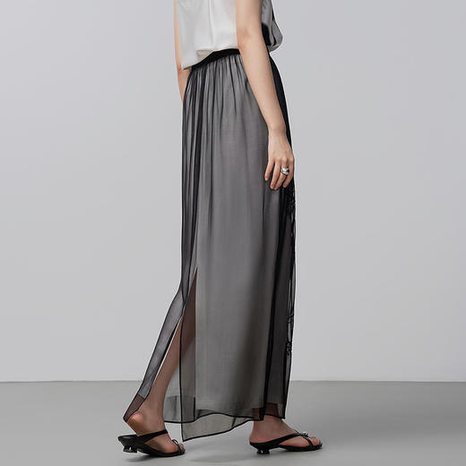 【林栖设计小店】【手工钉珠】笔墨花事生活在左桑蚕丝半身裙绣花2026早春新款花仙子裙子女1961076 商品图4