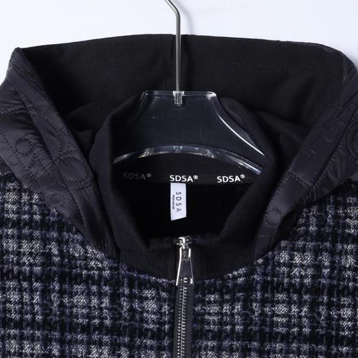 WT283SDSA秋冬新款痞帅男装舒适撞色格子拼接拉链立领连帽卫衣外套百搭 商品图2