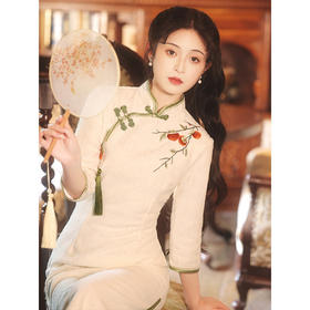 杮杮如意刺绣花厚蕾丝改良旗袍送压襟冬LSB2292