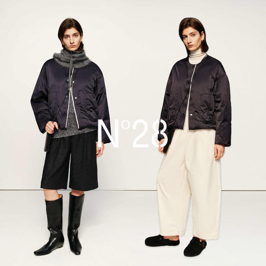 N°28 90白鸭绒轻薄羽绒服女2025秋冬新款圆领短款宽松保暖外套8955A1R982 商品图4