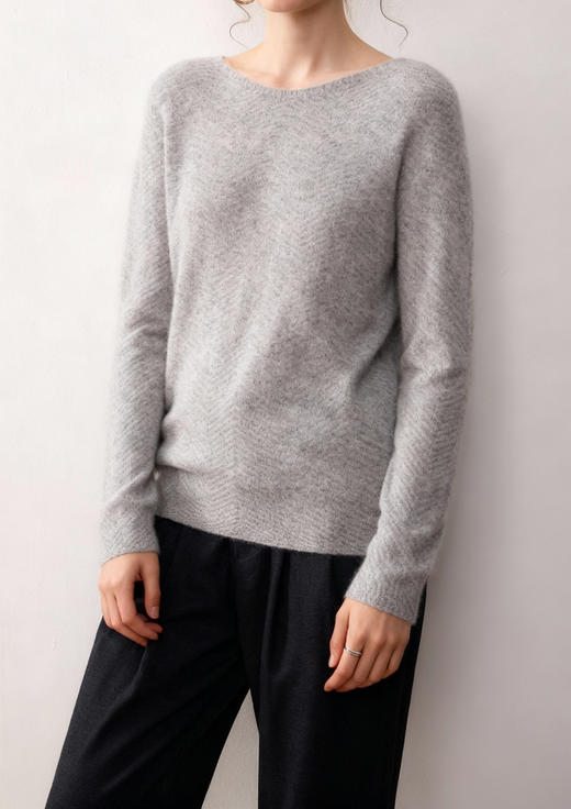 纯羊绒小船领套头衫 商品图3