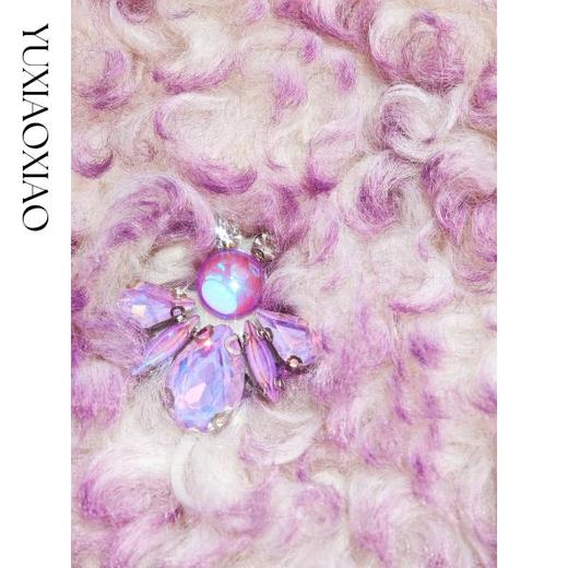 余潇潇【巴黎紫水晶】高级层次感晕染精致紫色水钻V领中长款外套 商品图2