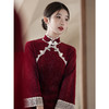秋冬加绒红色旗袍敬酒服，新中式婚服订婚礼服LSB3329 商品缩略图1
