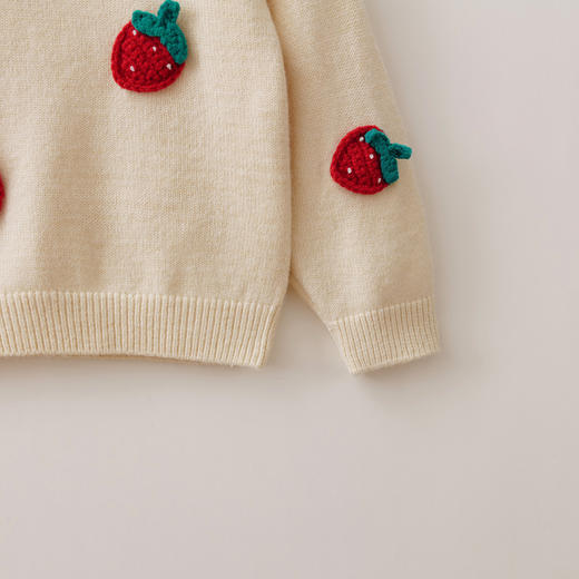 马克珍妮女童甜趣草莓绞花针织衫2025年秋冬新款551901 商品图4