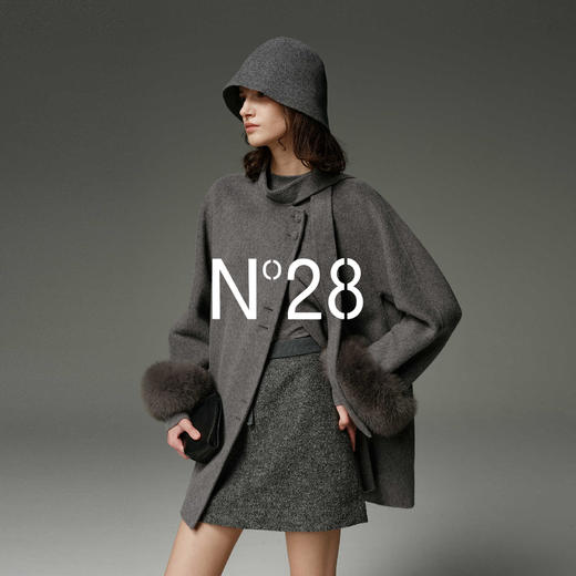 N°28【千金风】羊毛呢大衣女秋围巾设计感毛呢外套 8855A1D609  商品图2