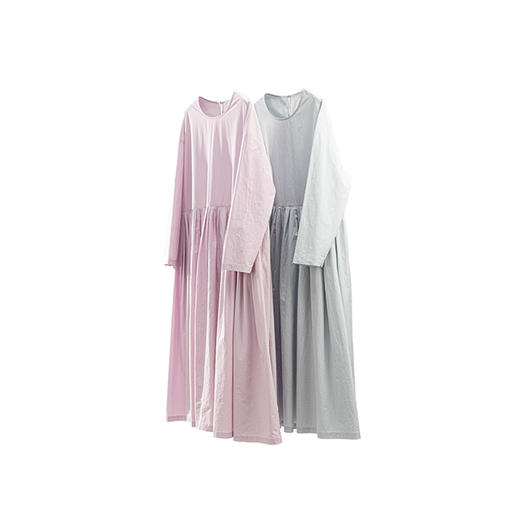 绽放733朵/浪漫超大摆·匹马棉压褶大摆量圆领长袖连衣裙气质长裙 商品图4