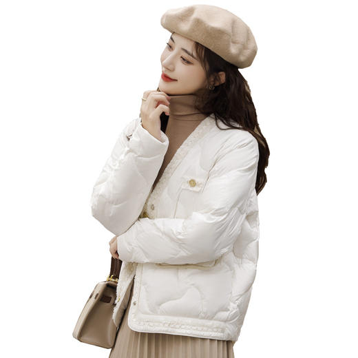 2025年冬季新款轻薄羽绒服小香风白鸭绒外套HJY23678 商品图4
