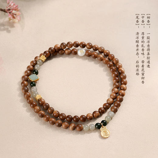 【绮罗香·奇楠沉香多圈手串】敦煌小众福泽越南惠安沉香和田玉 五行补水文玩手串女 商品图3