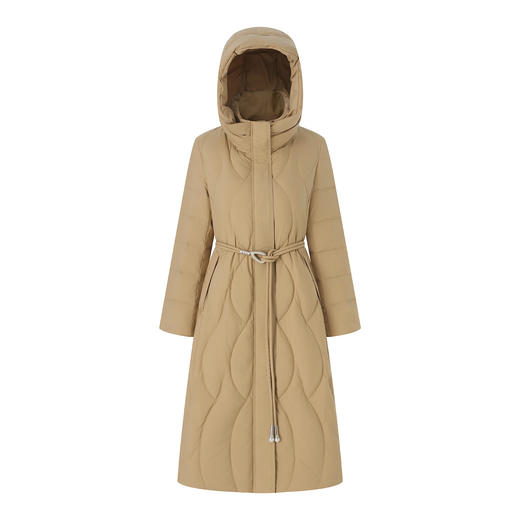 防风保暖加厚系带收腰90白鸭绒过膝长款羽绒服WLZD2514408 商品图4