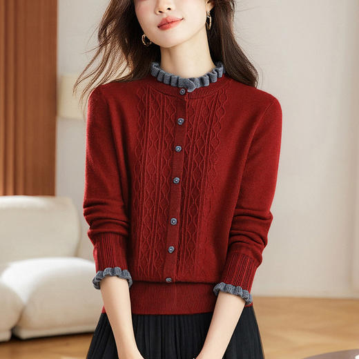 好看内搭打底衫保暖漂亮，减龄小衫木耳边毛衣CC-ML-2186 商品图0