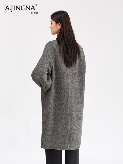 【气场女王】阿菁娜静奢灰高质桑蚕丝羊毛双面大衣F30D511022 商品图5