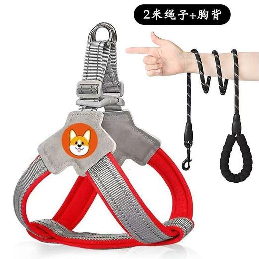轻量化狗狗牵引绳 马鞍式宠物胸背带 透气反光不勒牢固宠物牵引绳 狗绳 商品图12