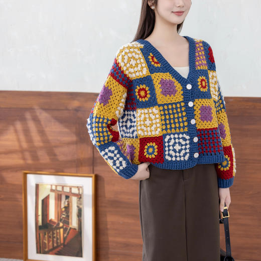 苏苏姐家琥珀时光拼花开衫手工DIY钩针衣服毛线团自制外套材料包 商品图3