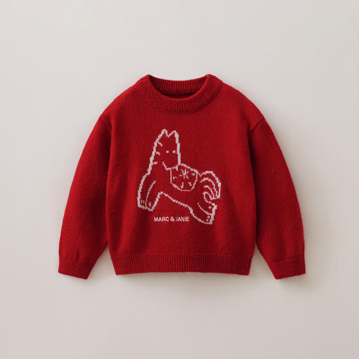 马克珍妮男女童木马童话羊毛针织衫2025年冬装新款551855 商品图2