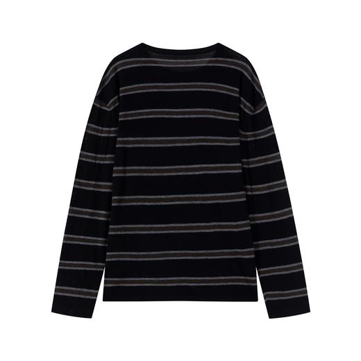 2025秋冬新款复古条纹长袖羊毛衫女宽松休闲通勤风显瘦韩版上衣895382M104 商品图3