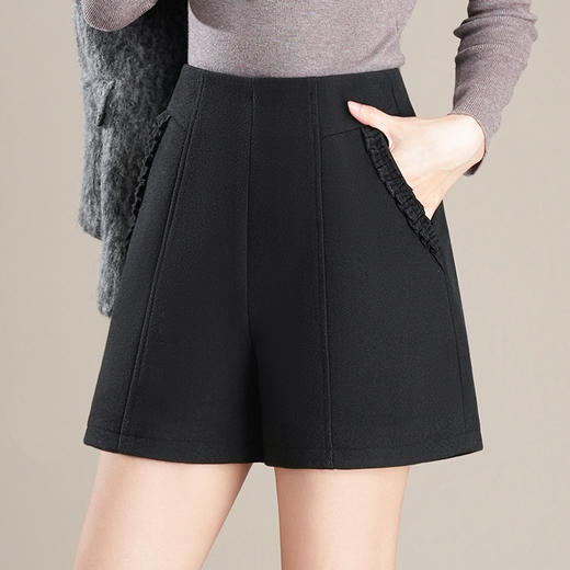 毛呢短裤高腰时尚厚款直筒裤，休闲三分外穿裤靴裤MYX-PH-1617-Y 商品图1
