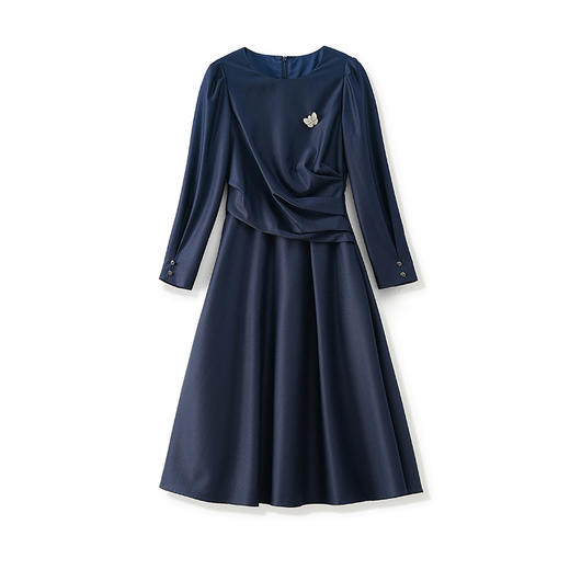 法式优雅立裁捏褶连衣裙，计高级光泽小礼服宴会正式场合WLZD2430709 商品图4