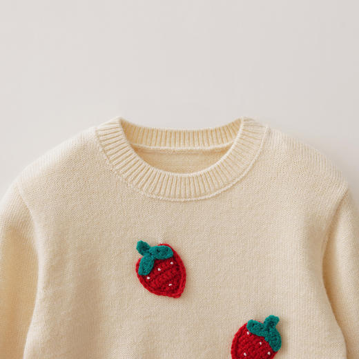 马克珍妮女童甜趣草莓绞花针织衫2025年秋冬新款551901 商品图2