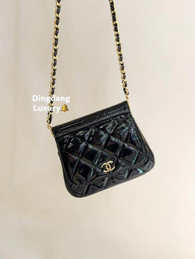 Chanel 22k 黑金 漆皮 贝壳包 mini