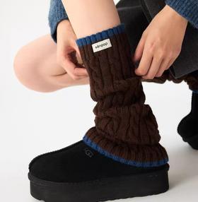 4楼Eubelle欧蓓 上森派系羊毛堆堆袜套miu系棕小腿袜套 女秋冬美拉德 活动价：189.9元