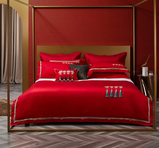 恐龙XX 【幸福来临】60S全棉缎纹婚庆四件套（线下专柜同款） 商品图0