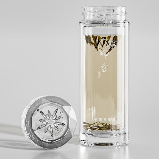思宝新品瑞雪双层玻璃杯便携车载礼盒包装内置茶隔男女通用 商品图3