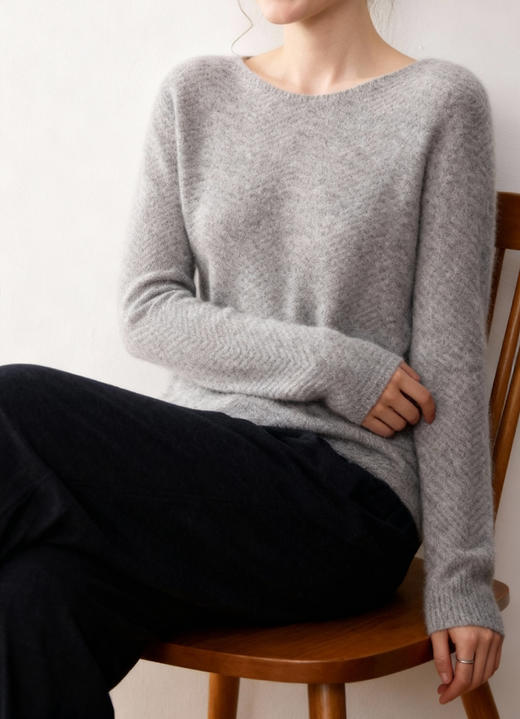 纯羊绒小船领套头衫 商品图1