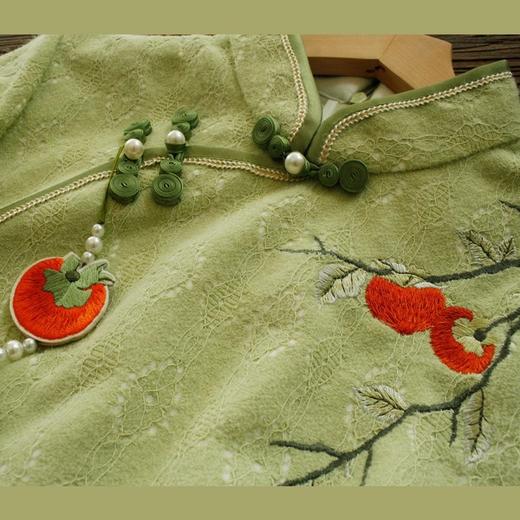 杮杮如意刺绣花厚蕾丝改良旗袍送压襟冬LSB2292 商品图1