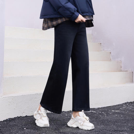 半身缘女裤 冬季长裤棉直筒裤宽松显高牛仔裤254102U10120104 商品图3