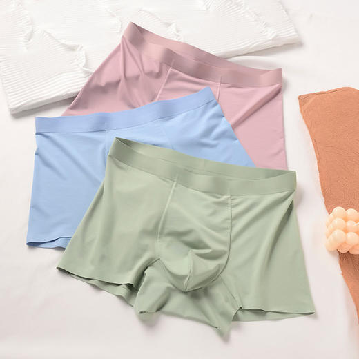 XN-SY008  【1条】新款80S兰精莫代尔无痕男士内裤 纯色透气中腰男士平角裤 商品图1