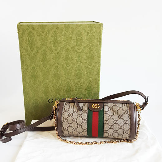 【95新】Gucci古驰795194中号老花ophidia巴比龙圆筒包单肩斜挎包女士181125AK28 商品图1